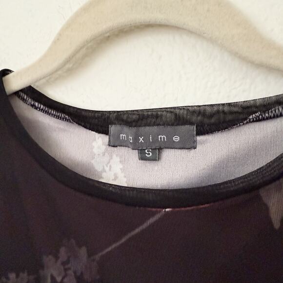 [Vintage] 90s Y2K Brown Black Mesh Crew Neck Floral Print Tank Top Size Small S - Picture 10 of 11